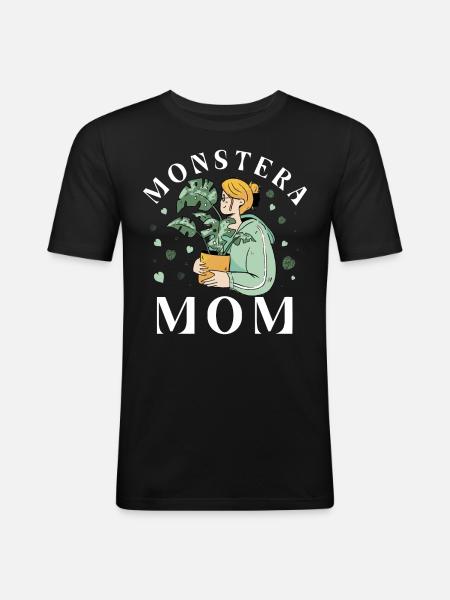 Monstera Mom - Men's Slim Fit T-Shirt - black