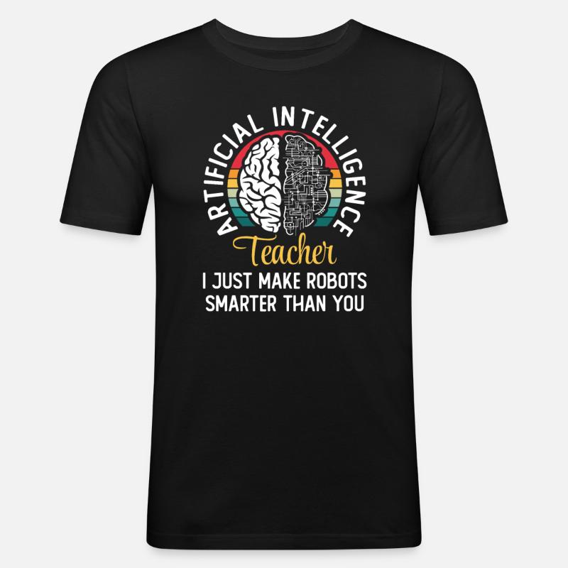 Artificial Intelligence Teacher - Männer Slim Fit T-Shirt - Schwarz