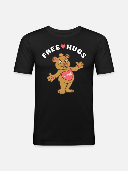 Free Hugs Teddy Bear - Men's Slim Fit T-Shirt - black