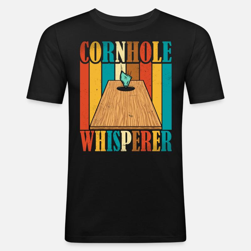 Cornhole Whisperer - Männer Slim Fit T-Shirt - Schwarz