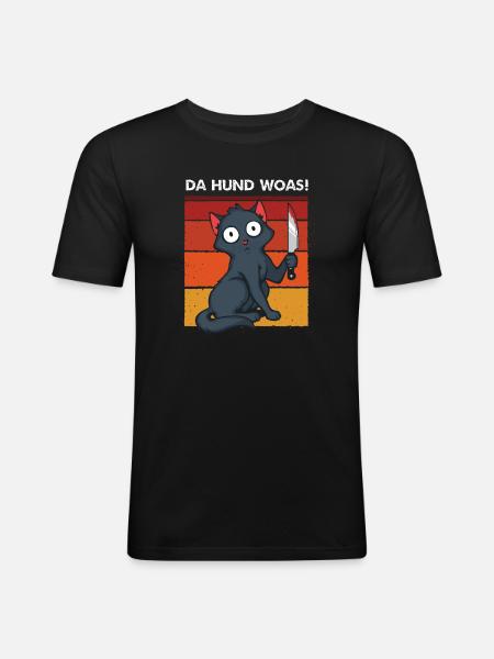 Da Hund woas - Männer Slim Fit T-Shirt - Schwarz