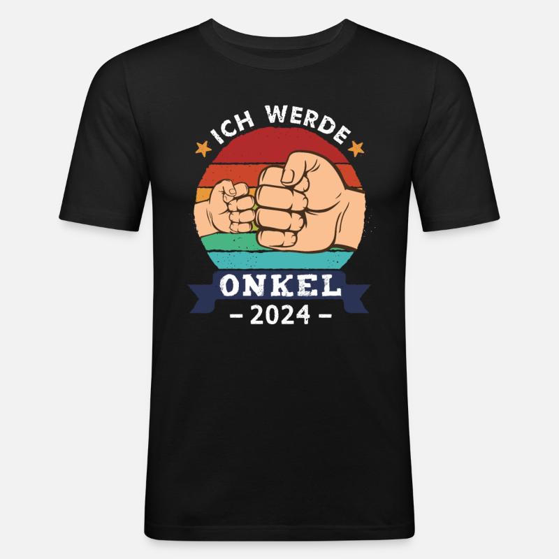 Ich werde Onkel 2024 - Männer Slim Fit T-Shirt - Schwarz