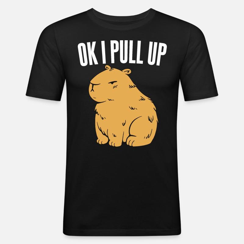 Ok I Pull Up - Männer Slim Fit T-Shirt - Schwarz