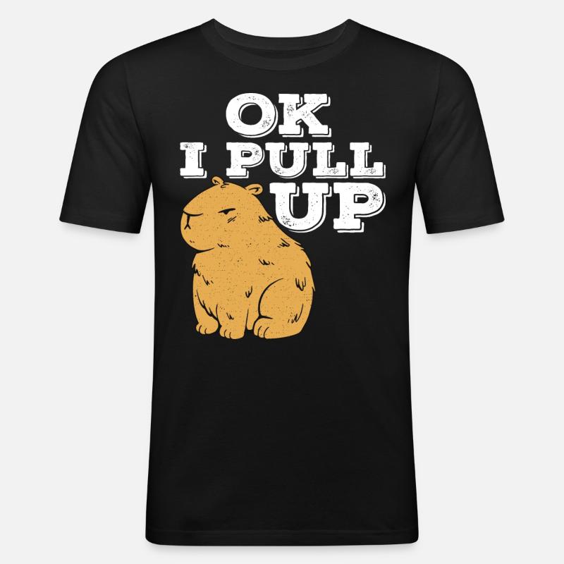Ok I Pull Up - Männer Slim Fit T-Shirt - Schwarz