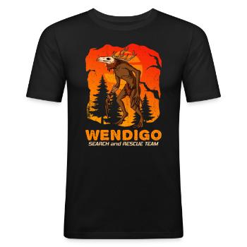 Équipe de recherche Wendigo - T-shirt près du corps Homme - noir - Devant - Nik (191cm)