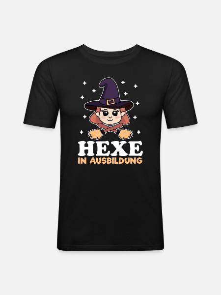 Hexe In Ausbildung - Männer Slim Fit T-Shirt - Schwarz