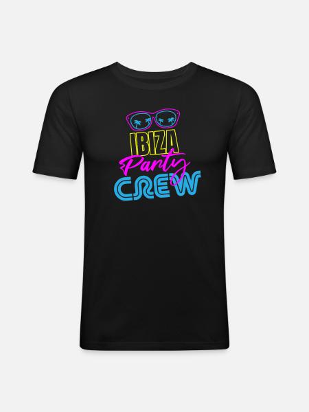 Ibiza Party Crew - Männer Slim Fit T-Shirt - Schwarz