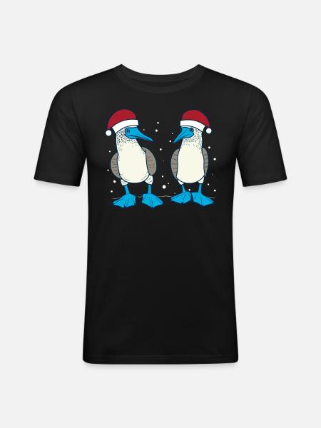 Blue-footed booby Christmas - Men's Slim Fit T-Shirt - black