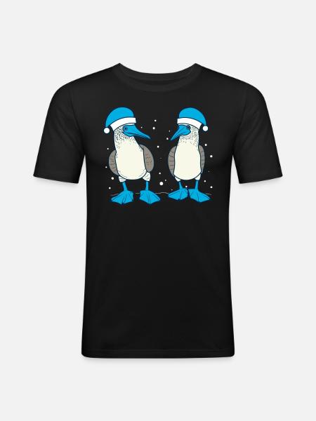 Blue-footed booby Santa hat - Men's Slim Fit T-Shirt - black