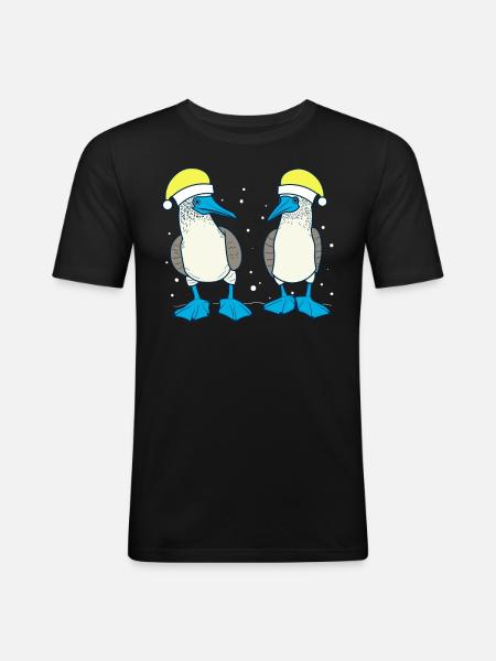 Blue-footed booby Christmas - Men's Slim Fit T-Shirt - black