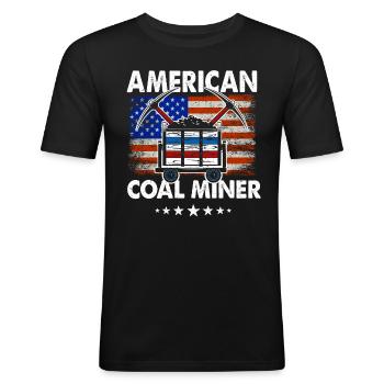 Mineur de charbon américain - T-shirt près du corps Homme - noir - Devant - Nik (191cm)