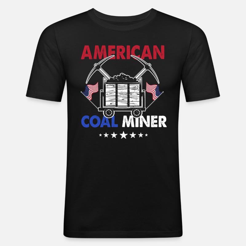 American Coal Miner - Männer Slim Fit T-Shirt - Schwarz