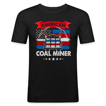 Mineur de charbon américain - T-shirt près du corps Homme - noir - Devant - Nik (191cm)