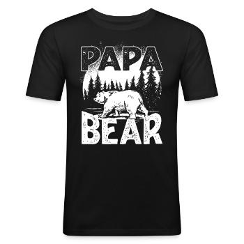 Papa Bear - Männer Slim Fit T-Shirt - Schwarz - Vorne - Nik (191cm)