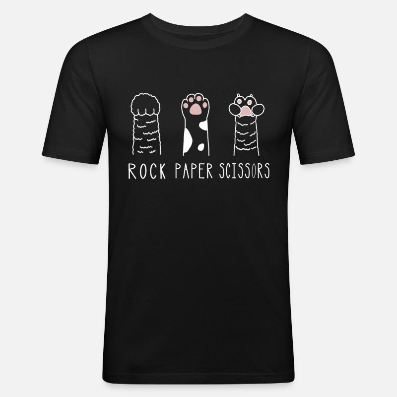 Ciseaux à papier de roche - T-shirt près du corps Homme - noir