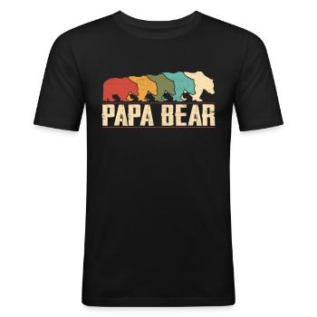 Papa Bear - Männer Slim Fit T-Shirt - Schwarz - Vorne - Nik (191cm)