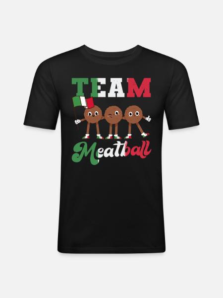 Team Meatball - Männer Slim Fit T-Shirt - Schwarz