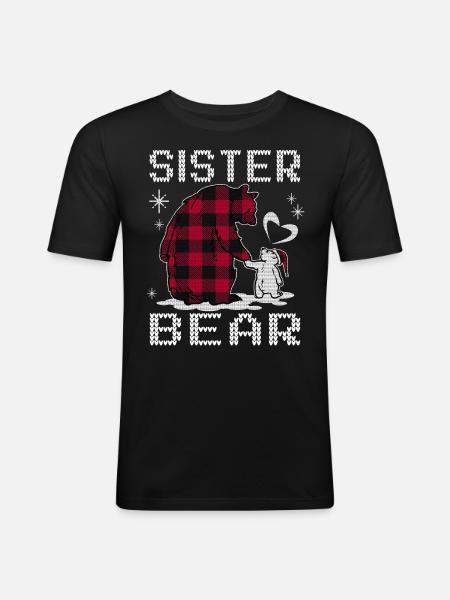 Sister Bear - Männer Slim Fit T-Shirt - Schwarz