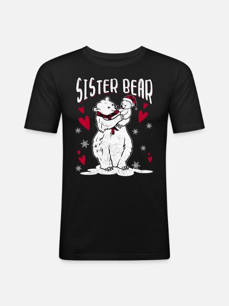Sister Bear - Männer Slim Fit T-Shirt - Schwarz