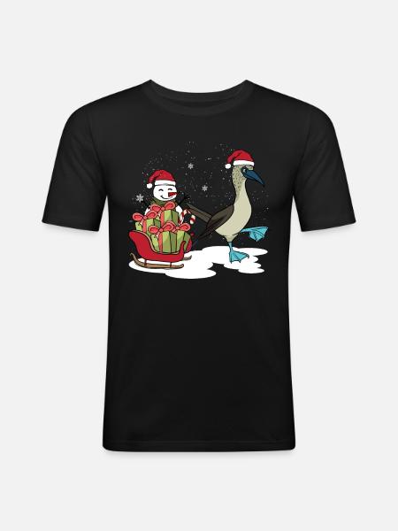 Blue-footed Snowman Christmas - Men's Slim Fit T-Shirt - black