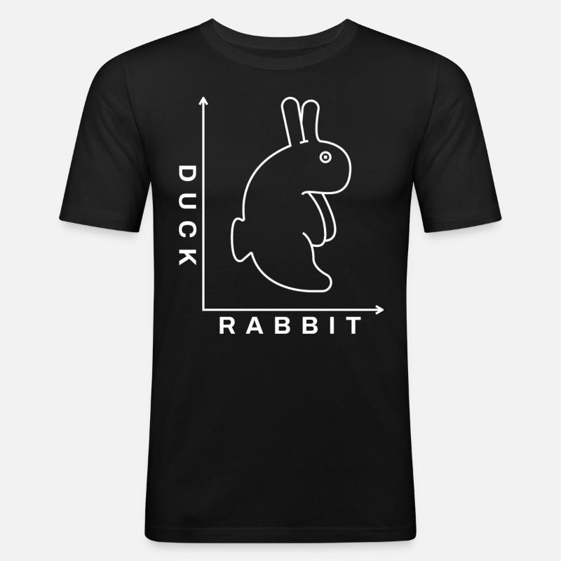 Rabbit Duck Illusion - Männer Slim Fit T-Shirt - Schwarz