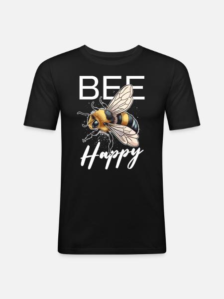 Bee Happy - Men's Slim Fit T-Shirt - black