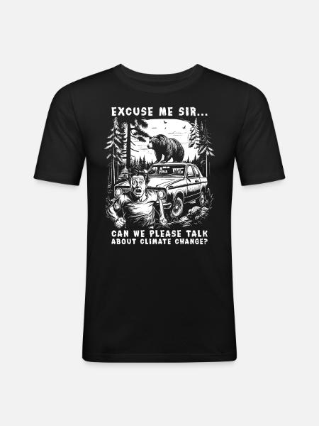 Climate Change Brown Bear - Men's Slim Fit T-Shirt - black
