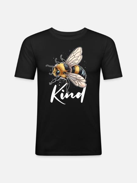 Bee Kind - Männer Slim Fit T-Shirt - Schwarz