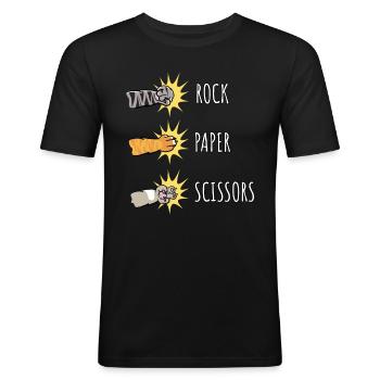 Rock Paper Scissors - Men's Slim Fit T-Shirt - black - Front - Nik (191cm)