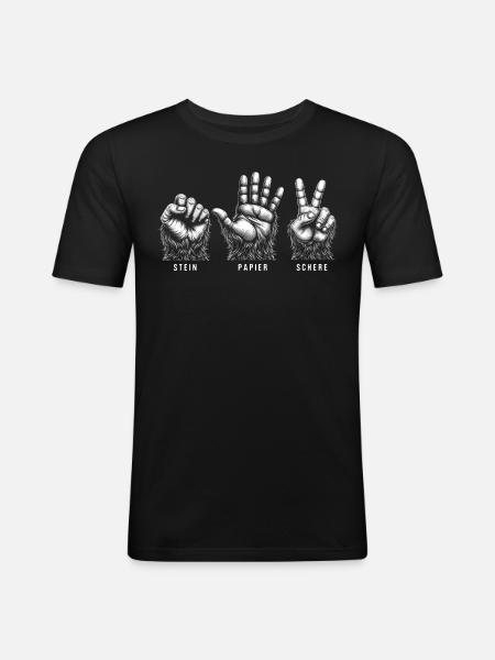 Stein Papier Schere - Männer Slim Fit T-Shirt - Schwarz