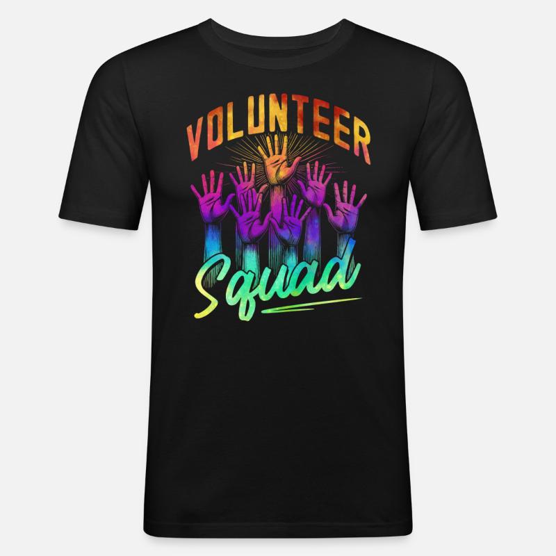 Volunteer Squad - Männer Slim Fit T-Shirt - Schwarz