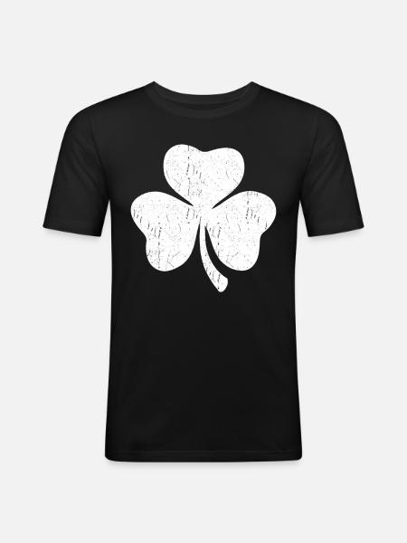 White three-leaf clover - Men's Slim Fit T-Shirt - black