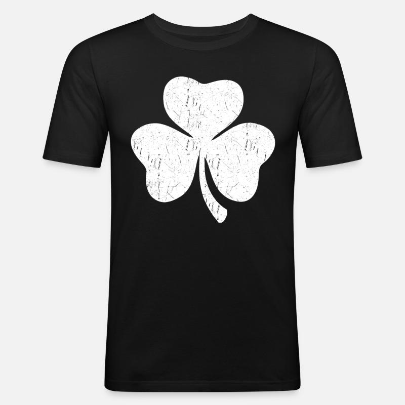 Trèfle blanc à trois feuilles - T-shirt près du corps Homme - noir