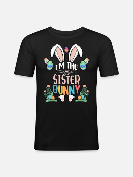 I'm The Sister Bunny - Männer Slim Fit T-Shirt - Schwarz