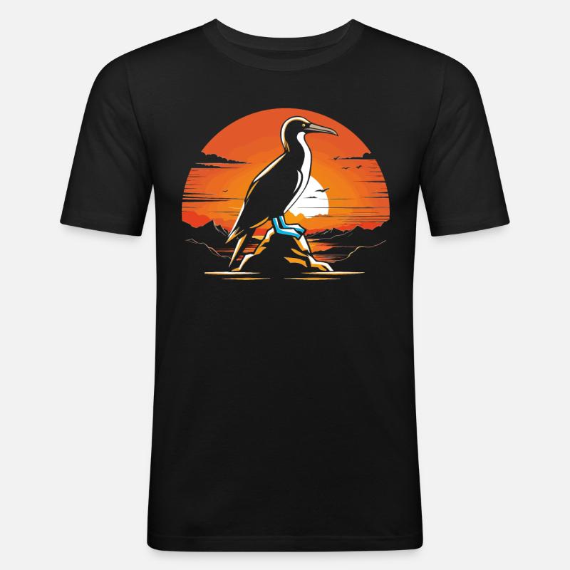 Seevogel Blaufußtölpel - Männer Slim Fit T-Shirt - Schwarz