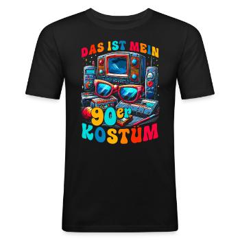 Das ist mein 90er Kostüm - Männer Slim Fit T-Shirt - Schwarz - Vorne - Nik (191cm)