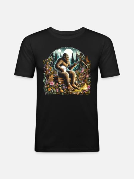 Bigfoot with guitar - Men's Slim Fit T-Shirt - black