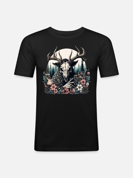 Floral Cryptid Wendigo - Men's Slim Fit T-Shirt - black