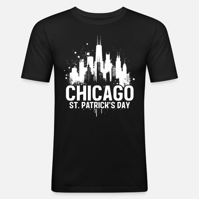 Chicago St. Patrick's Day - Männer Slim Fit T-Shirt - Schwarz