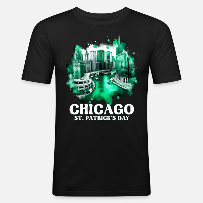 Chicago St. Patrick's Day - Männer Slim Fit T-Shirt - Schwarz