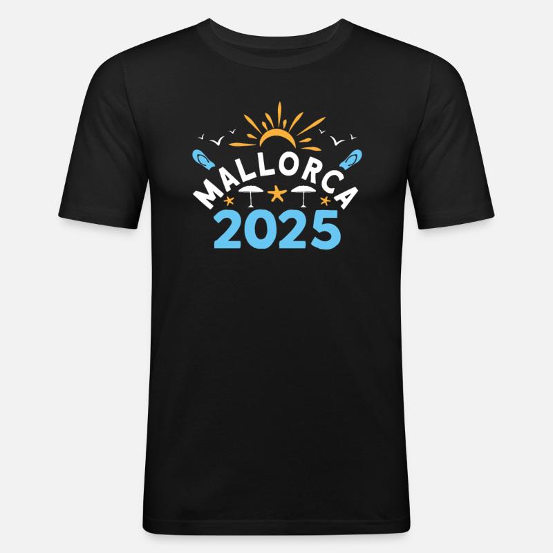 Mallorca 2025 - Männer Slim Fit T-Shirt - Schwarz