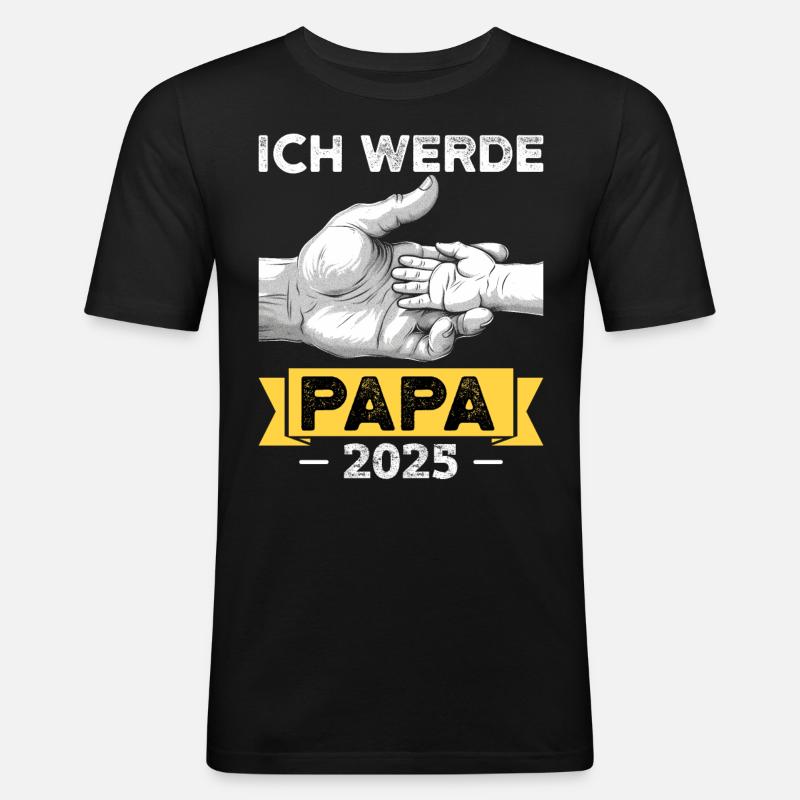 Ich werde Papa 2025 - Männer Slim Fit T-Shirt - Schwarz