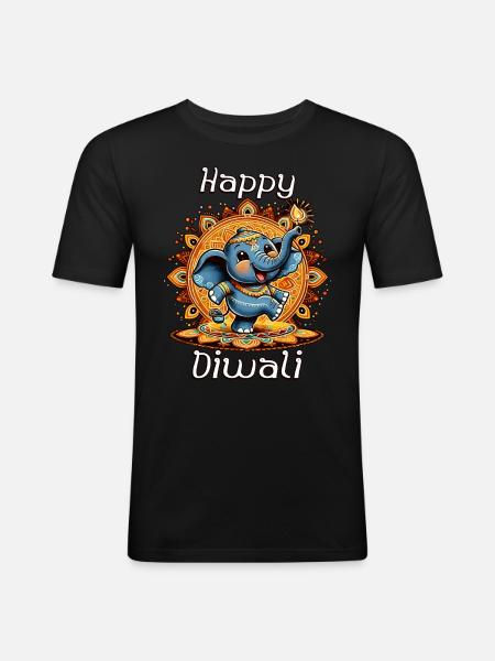Happy Diwali - Men's Slim Fit T-Shirt - black