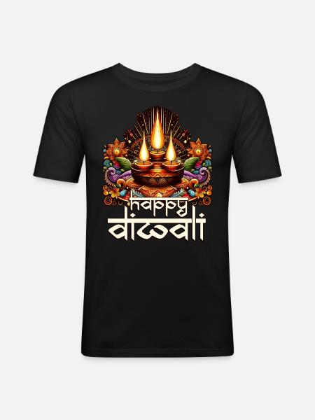 Happy Diwali - Men's Slim Fit T-Shirt - black