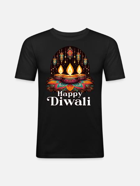 Happy Diwali - Men's Slim Fit T-Shirt - black