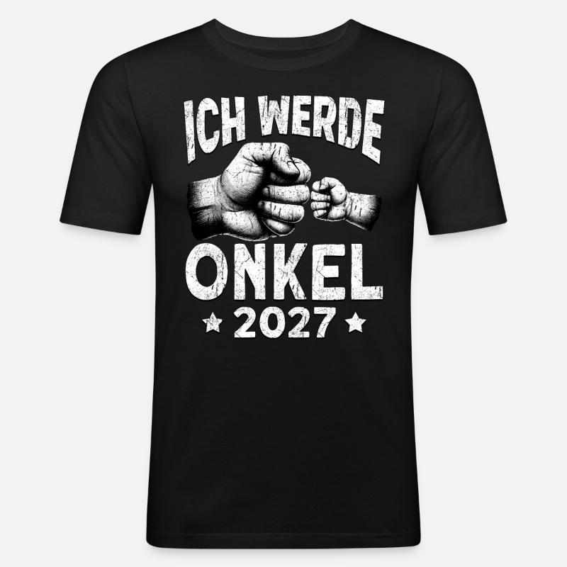 Ich werde Onkel 2027 - Männer Slim Fit T-Shirt - Schwarz