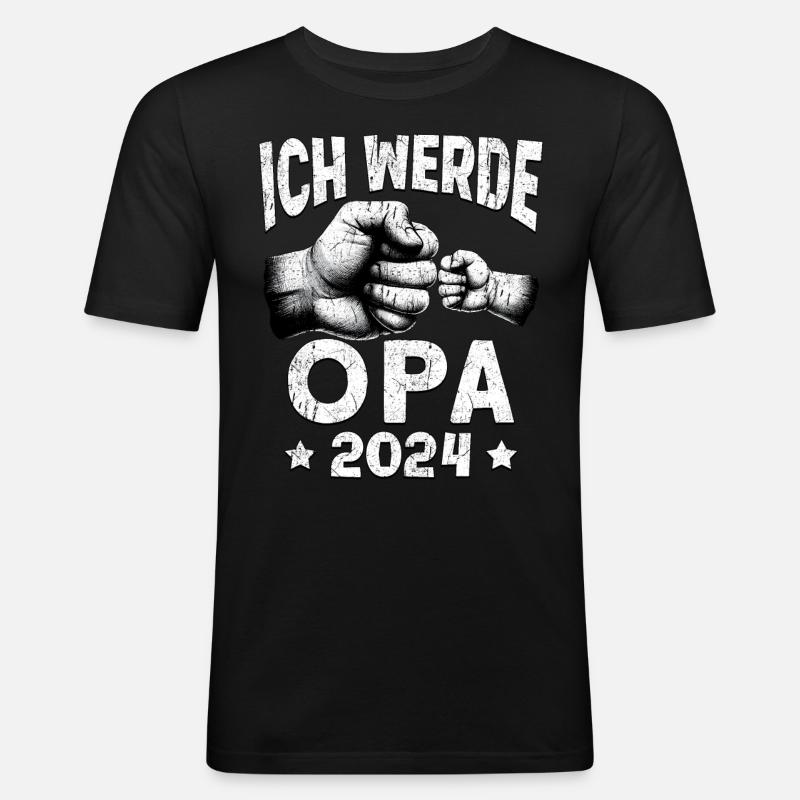 Ich werde Opa 2024 - Männer Slim Fit T-Shirt - Schwarz