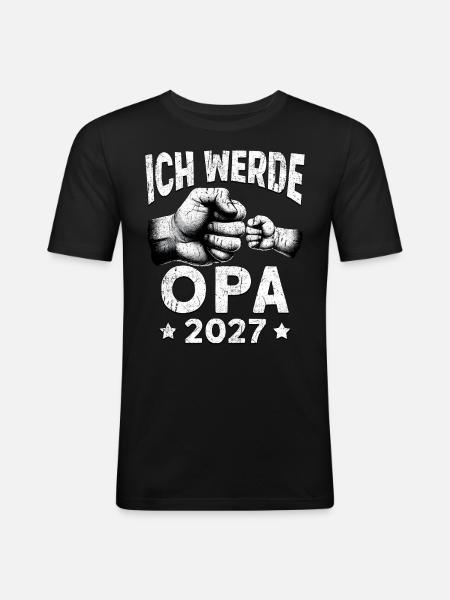Ich werde Opa 2027 - Männer Slim Fit T-Shirt - Schwarz