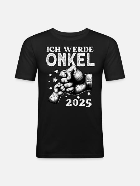 Ich werde Onkel 2025 - Männer Slim Fit T-Shirt - Schwarz