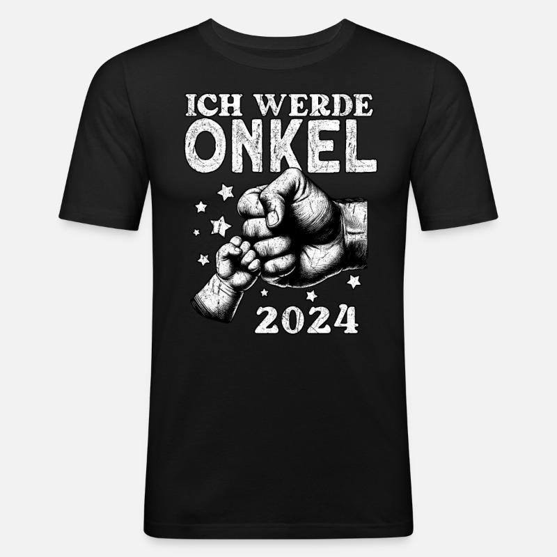 scIch werde Onkel 2024 - Männer Slim Fit T-Shirt - Schwarz